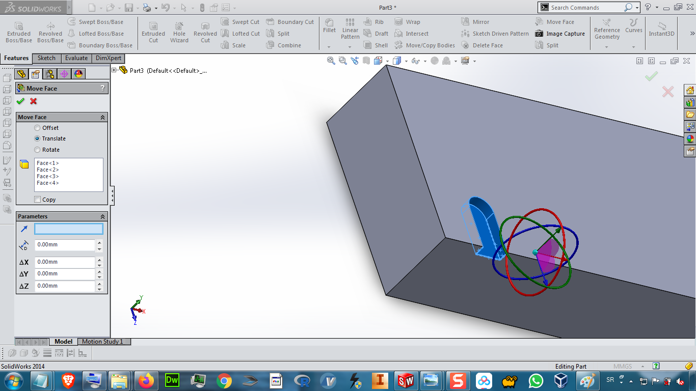 How to move feature of part using Move Body command in Solidworks ?